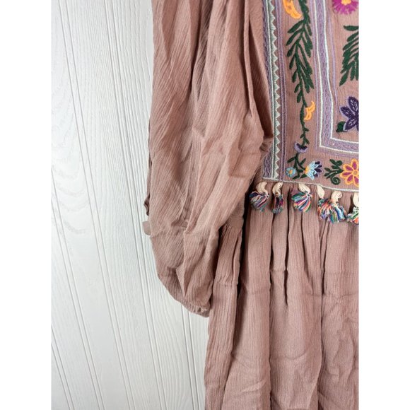 Umgee boho‎ Blush dress embroidered bodice size small - Picture 3 of 6